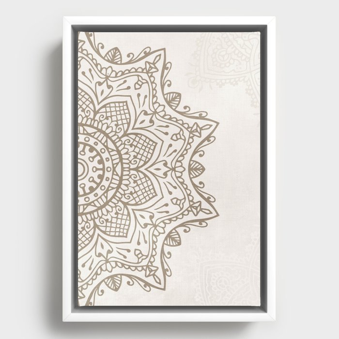 Beige Boho Mandala - right side Framed Canvas