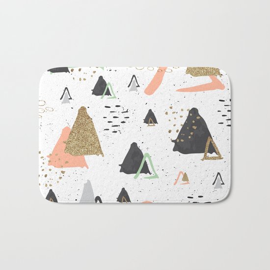 Triangles & textures watercolor Bath Mat