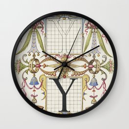 Vintage calligraphic art 'Y' Wall Clock