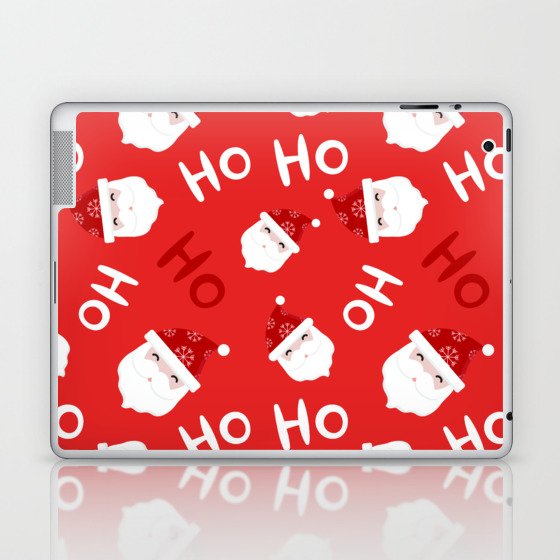 Christmas Pattern Red Cute Santa Laugh Laptop & iPad Skin