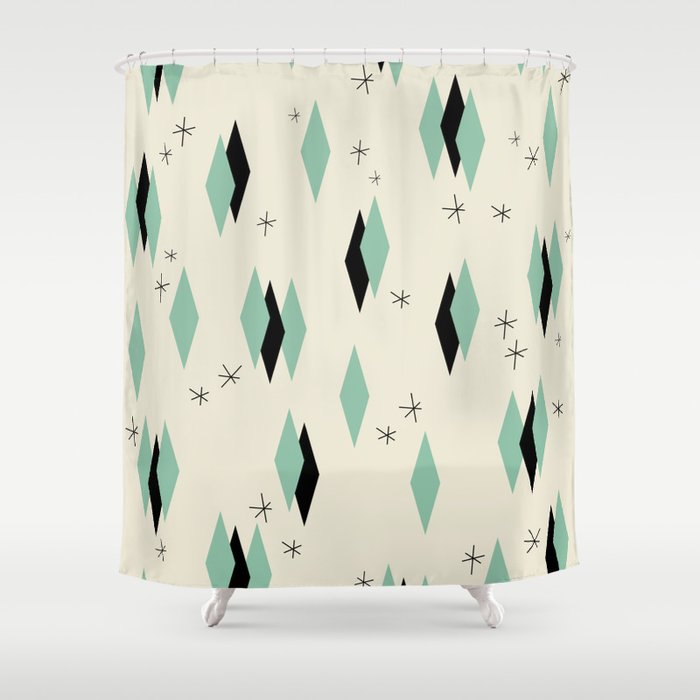 Mid Century Diamonds Geometrical Pattern Retro Shower Curtain By Punk Flamingo Art Society6 Mid Century Diamonds Geometrical, Retro Shower Curtain