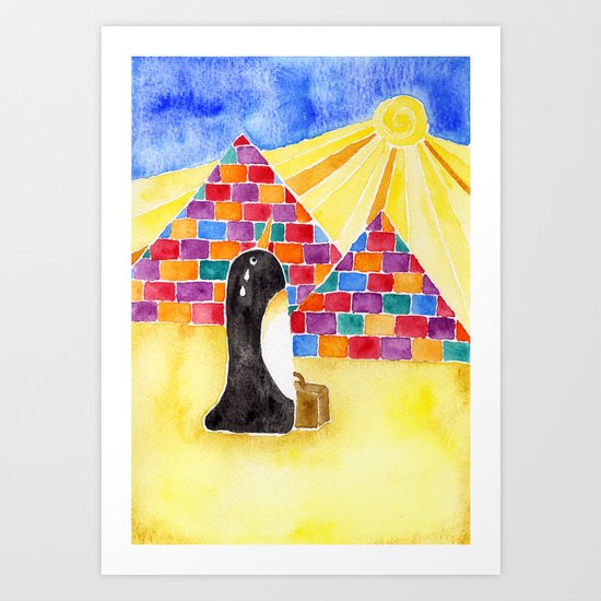 Penguin On Holiday Art Print