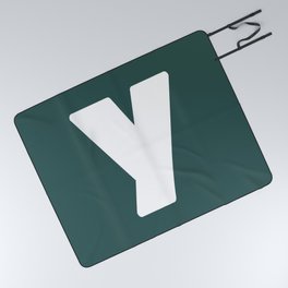 y (White & Dark Green Letter) Picnic Blanket