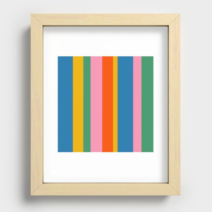 Rainbow Pop Colourful Vertical Stripe Pattern Recessed Framed Print