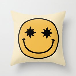 Yellow Smiley Face Throw Pillow