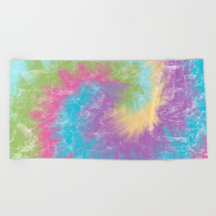 Rainbow Tie Dye Swirl Beach Towel