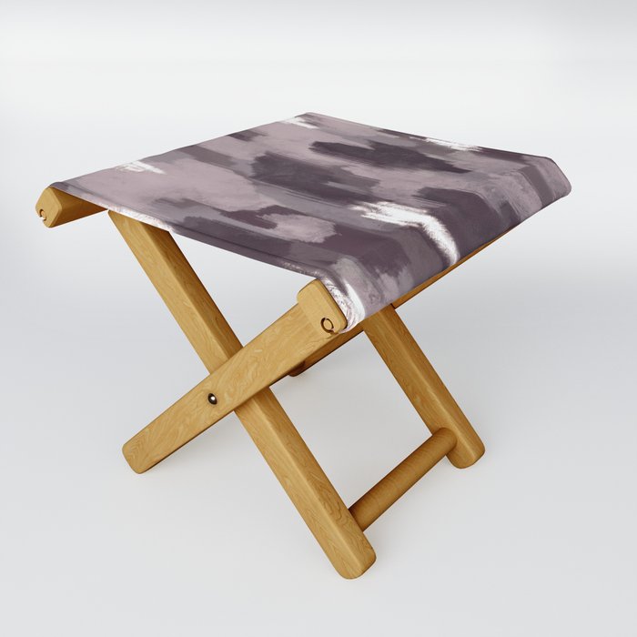 Eggplant Purple. Lavender, and Silver Abstract Ikat Painting Folding Stool