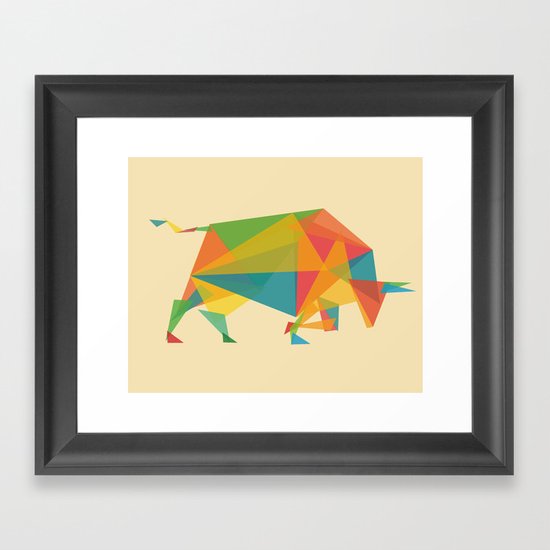 Fractal Geometric Bull Framed Art Print