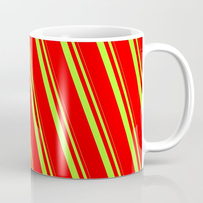 Light Green and Red Colored Stripes Pattern Coffee Mug