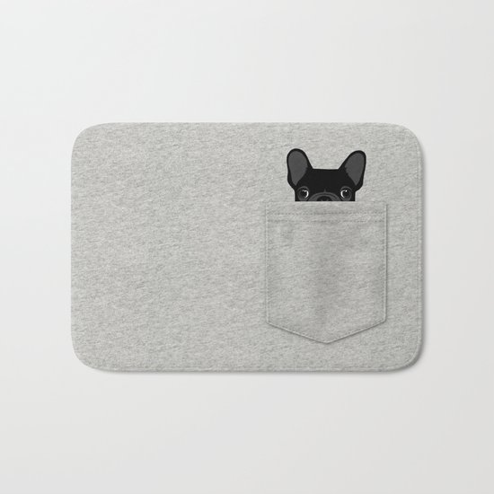 Pocket French Bulldog - Black Bath Mat