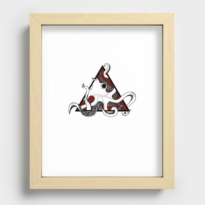 Red Octopus Recessed Framed Print
