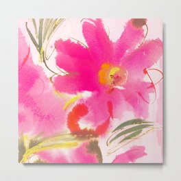 Floral expressions #3 Metal Print | Watercolor, Painting, Abstracted, Leaves, Pink, Floral, Bigbrush, Wetpaint, Nature, Flowers 
