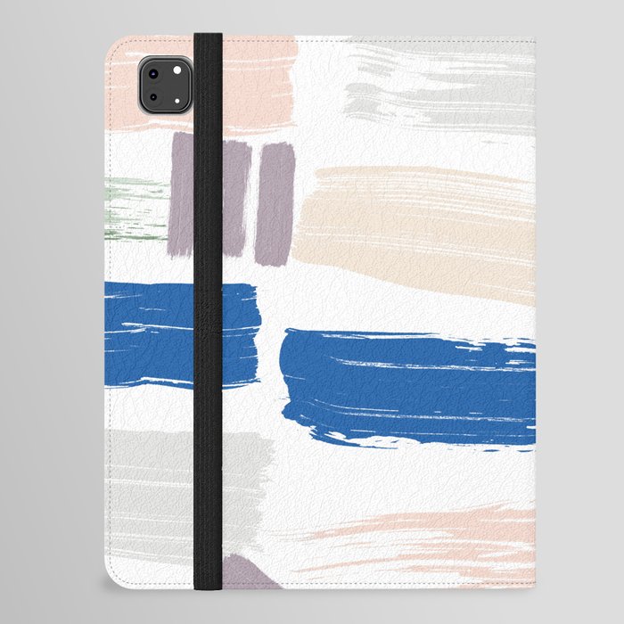 Abstract coral navy blue mint green acrylic brushstrokes iPad Folio Case
