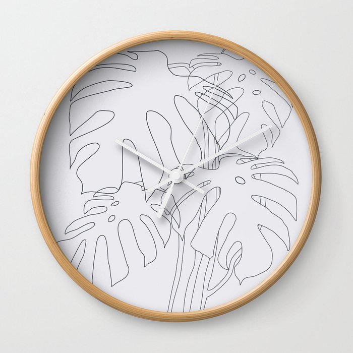 Monstera Illustration Wall Clock