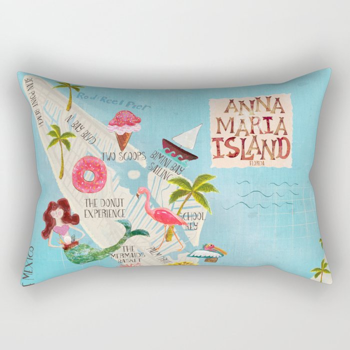 Anna Maria Island Map Rectangular Pillow