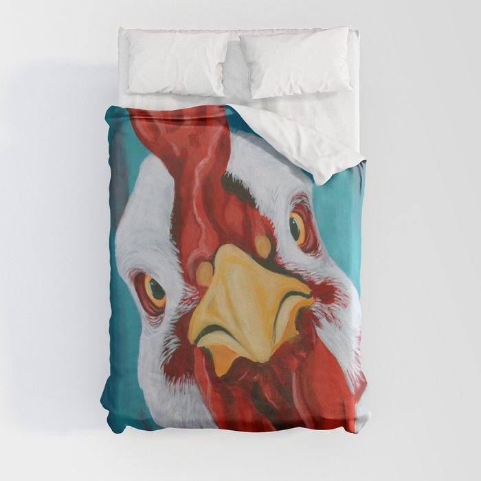 Sticky Beak - Colorful Chicken Art Duvet Cover