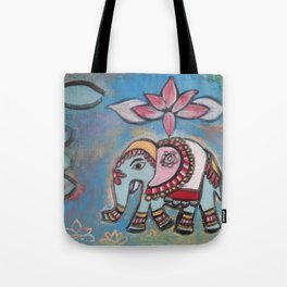 Painted Elephant Tote Bag | Painting, Elephant, Lotus, Acrylic 