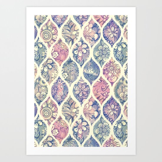 Patterned & Painted Floral Ogee in Vintage Tones Art Print