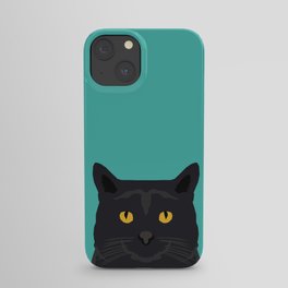 Cat head black cat peeking gifts for cat lovers pet portraits iPhone Case