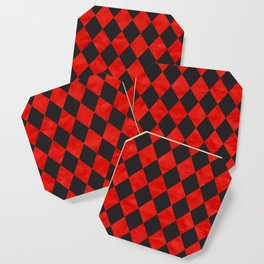 Through The Looking Glass Red Checkered Coaster