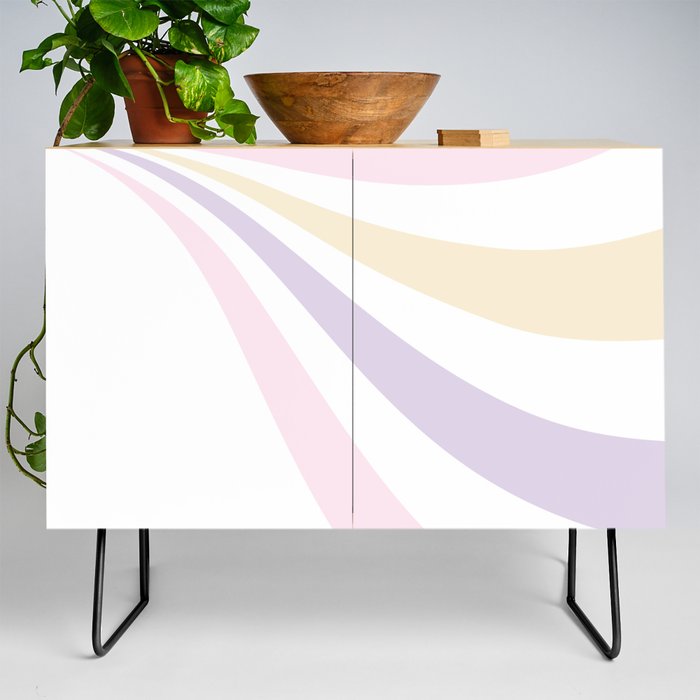 Pastel Pink, Yellow and Purple Wave Credenza