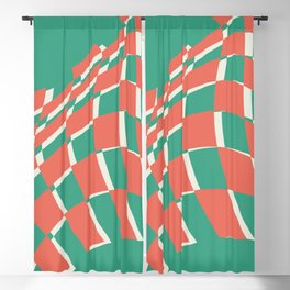 Abstract warped checkerboard grid 2 Blackout Curtain