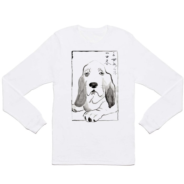 Basset Hound in Japanese Ink Wash Long Sleeve T Shirt