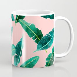 Banana Leaves on Pink Coffee Mug