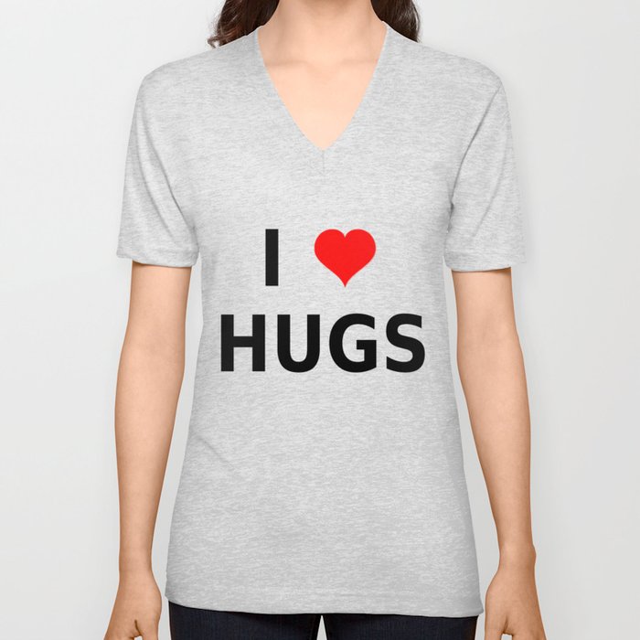 I LOVE HUGS V Neck T Shirt