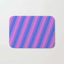 [ Thumbnail: Royal Blue & Orchid Colored Striped Pattern Bath Mat ]