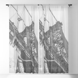 Manhattan Bridge Black and White | New York City | Travel Photography Sheer Curtain
