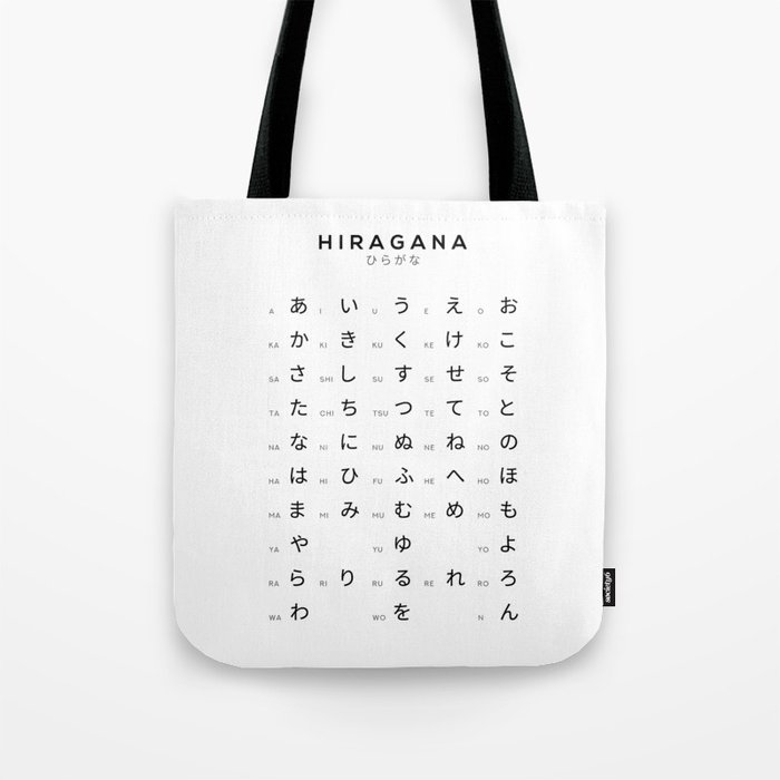 Japanese Hiragana Alphabet Chart White Tote Bag by Typelab Society6