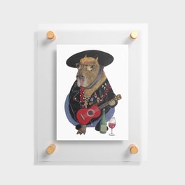Capybara ukulele player wine lover Floating Acrylic Print