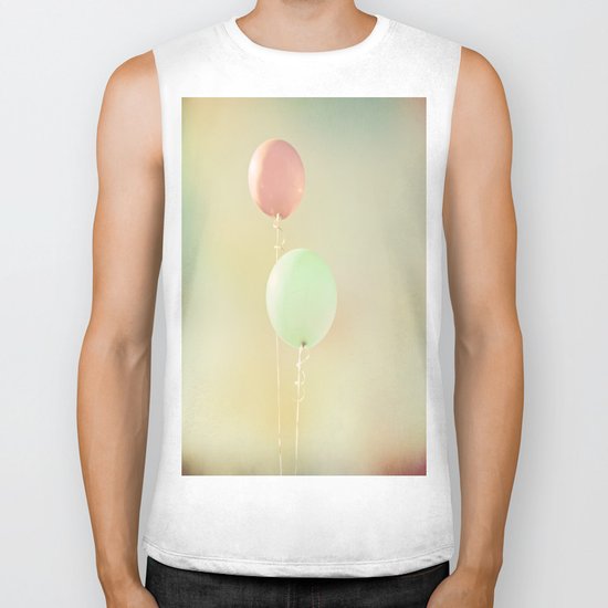 Balloons in Tie-Dyed Sky Biker Tank