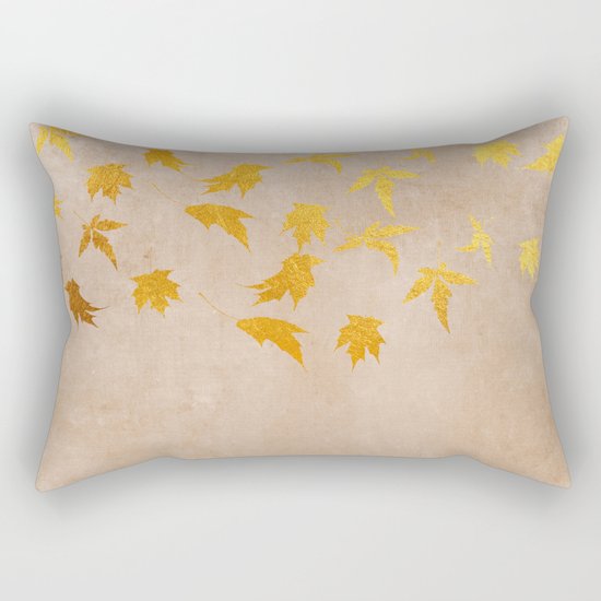 Gold leaves on grunge background - Autumn Sparkle Glitter design #Society6 Rectangular Pillow
