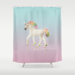 Colorful Unicorn Low Poly Polygonal Illustration Shower Curtain