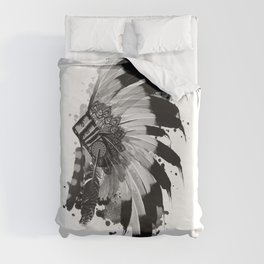 black and white headdress Duvet Cover