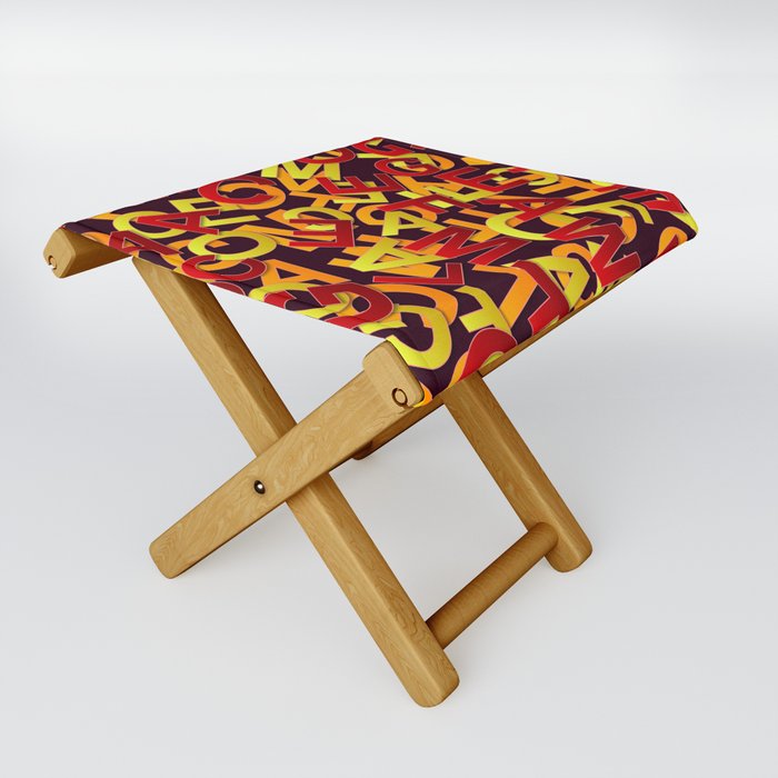 Red & Yellow Color Alphabet Design Folding Stool