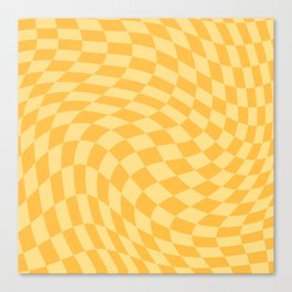 Yellow swirl checker Canvas Print