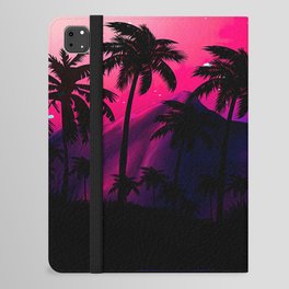 Neon landscape: Pink purple tropical beach [synthwave/vaporwave/cyberpunk] — aesthetic poster iPad Folio Case
