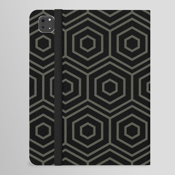 Black and Dark Gray Line Shape Pattern - Diamond Vogel 2022 Popular Colour Clover Patch 0431 iPad Folio Case