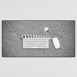 A Seashell & bird feather on the beach | Black & White | Travel Photography | Fine Art Photo Print Desk Mat