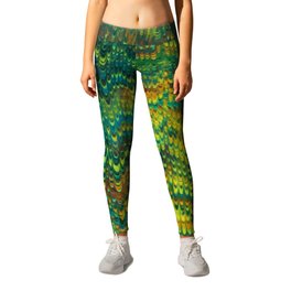 Abstract Organic Pattern Green and Yellow Leggings