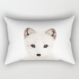 Baby Arctic Fox, Snow Animals, Kids Art, Baby Animals Art Print By Synplus Rectangular Pillow