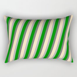[ Thumbnail: Dim Grey, Beige, Dark Gray, and Green Colored Lines/Stripes Pattern Rectangular Pillow ]