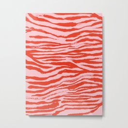 Electric Zebra Stripes (viii 2021) Metal Print | Maximalism, Red, Bold, Boho, Summer, Electric, Lifestyle, Exotic, Wild, Bohemian 