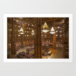 The Lodge Art Print | Wooden, Travel, Interiors, Lounge, Logs, Americana, Lodge, Hotel, Northwest, Cozy 