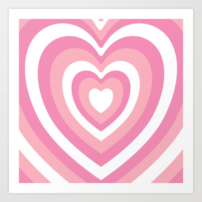 Pink and White Aesthetic Heart Art Print