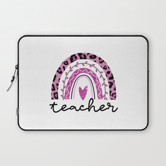 Teacher motivational rainbow heart quote Laptop Sleeve