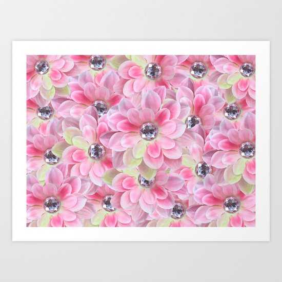 Shocking Pink Flora Gems Art Print